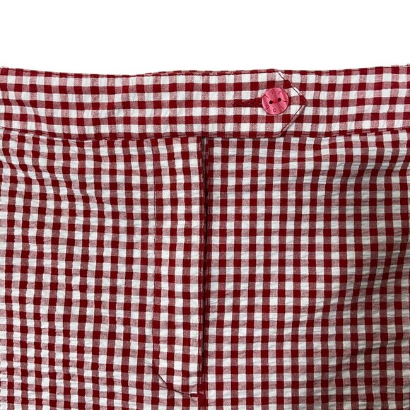 Liz Golf Audra Red & White Gingham Culotte Seersucker Shorts Slash Pockets 16 - Picture 2 of 6